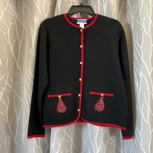 Pendleton Petite merino wool sweater ladies size L with gold buttons